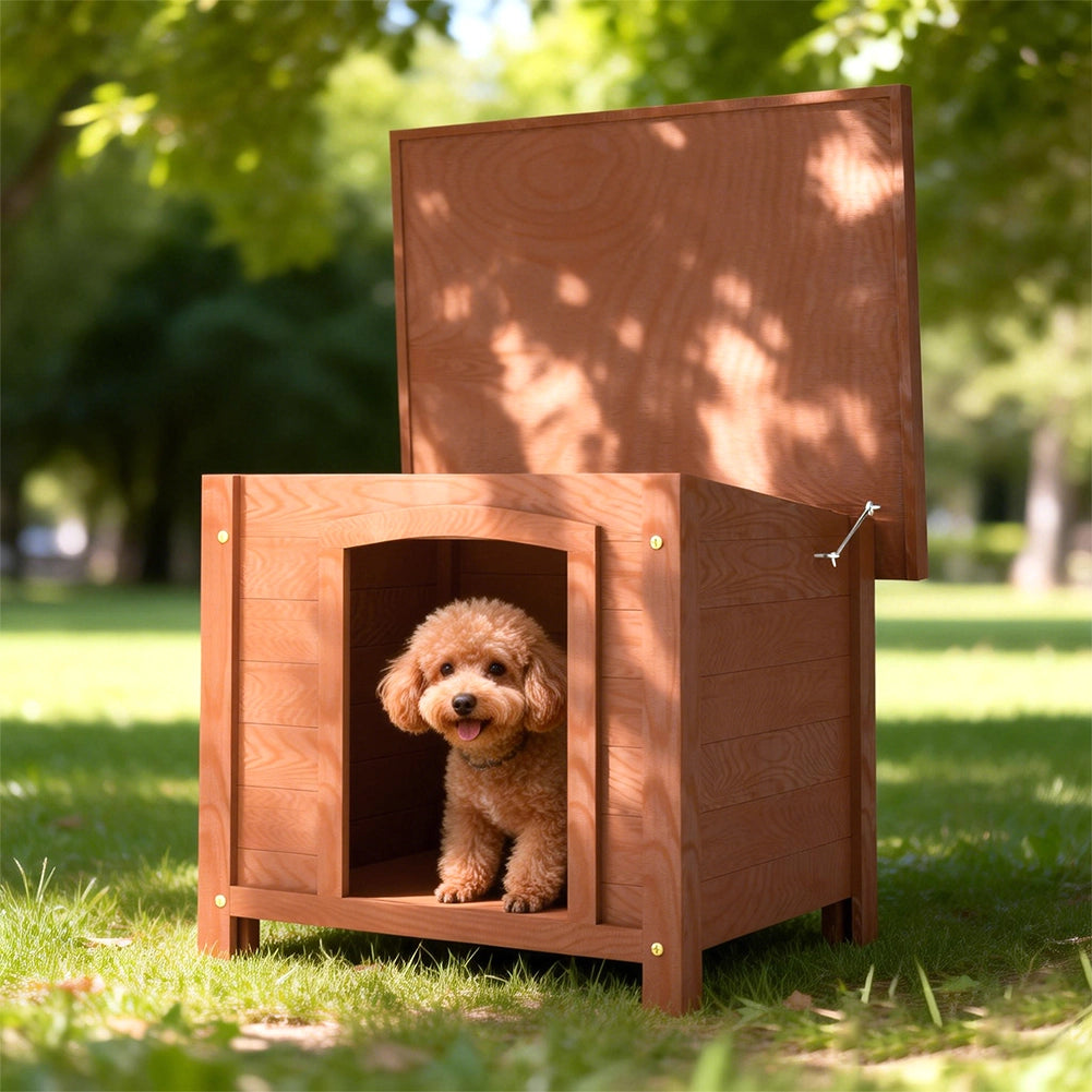 Casetta per Cani S Esterno in Legno Tetto Apribile Cuccia per Animali Domestici