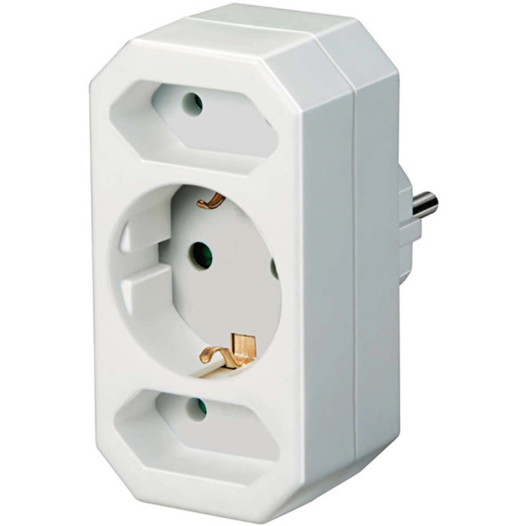 Striscia di alimentazione a 3 vie 1 contatto/2 prese Euro con protezione da sovratensione Plug-in DE Bianco Brennenstuhl
