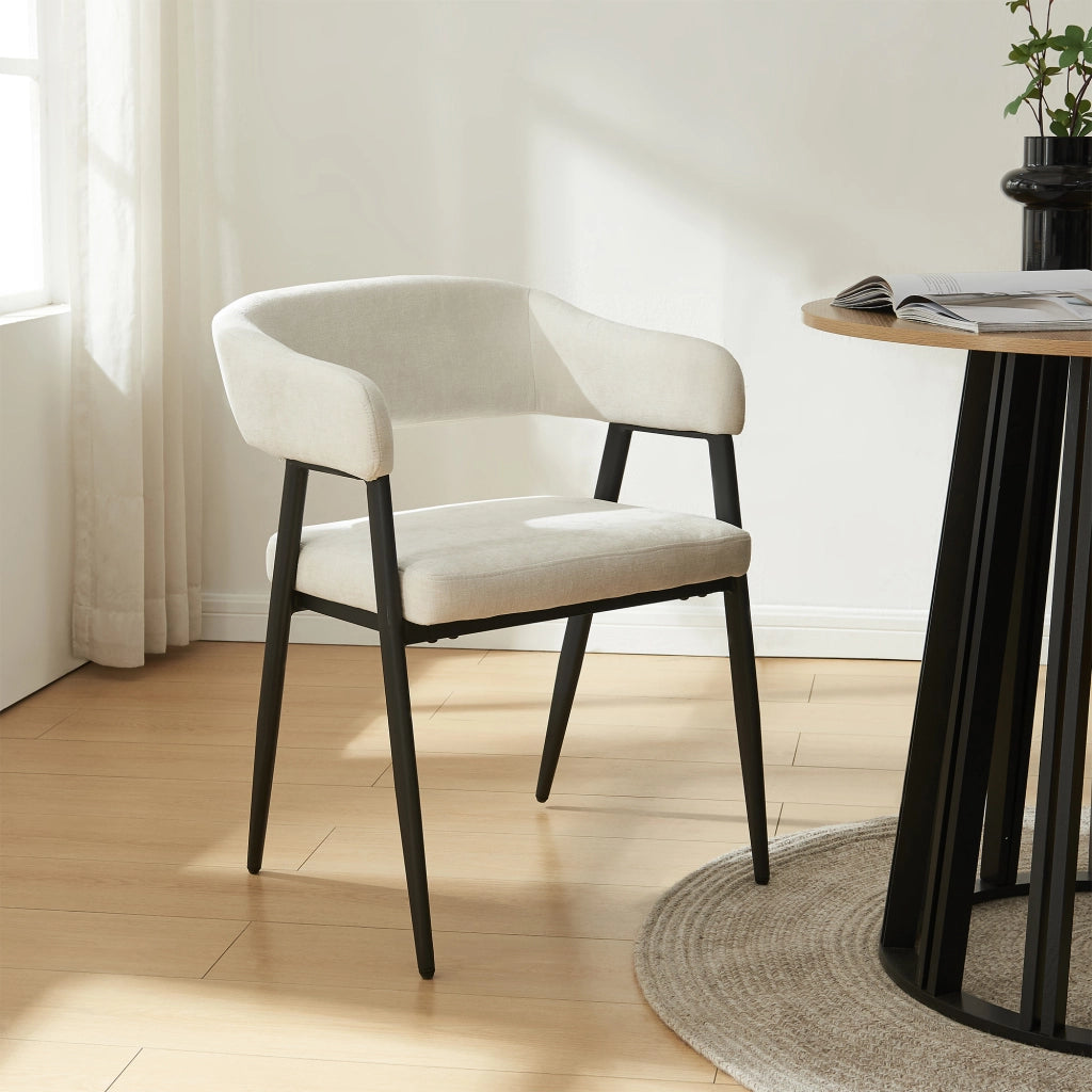 Set Kohlmand di 4 Sedie Imbottite da Sala Pranzo con Rivestimento in Tessuto - Beige [en.casa]