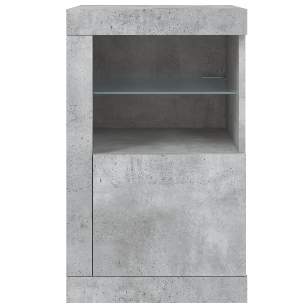 Armadietti con Luci LED 2pz Grigio Cemento in Legno Multistrato 836637