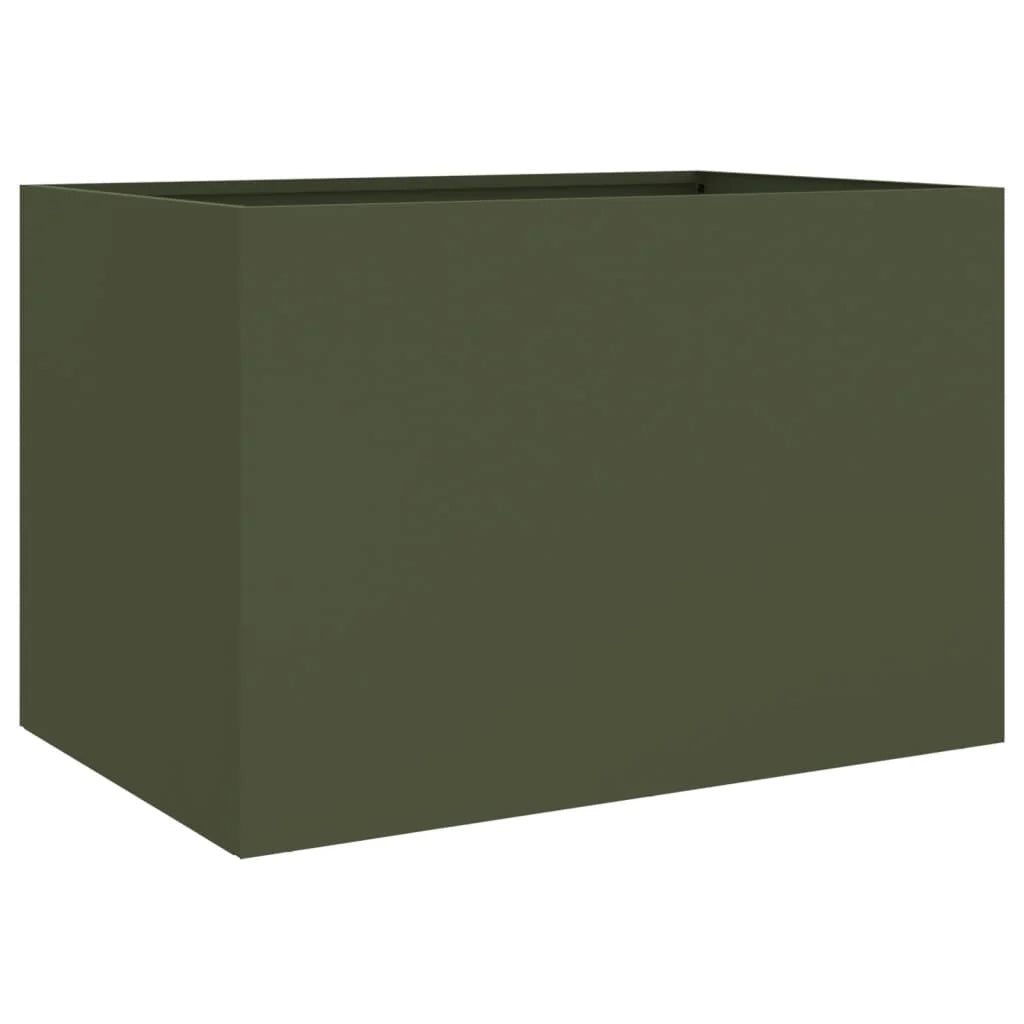 Aiuola/fioriera rialzata color oliva per piante fiori e patio 62 x 47 x 46 cm acciaio verde 02_0038707