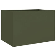 Aiuola/fioriera rialzata color oliva per piante fiori e patio 62 x 47 x 46 cm acciaio verde 02_0038707