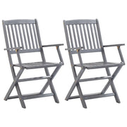 Sedie da Giardino Pieghevoli 2pz con Cuscini in Massello Acacia 3064484