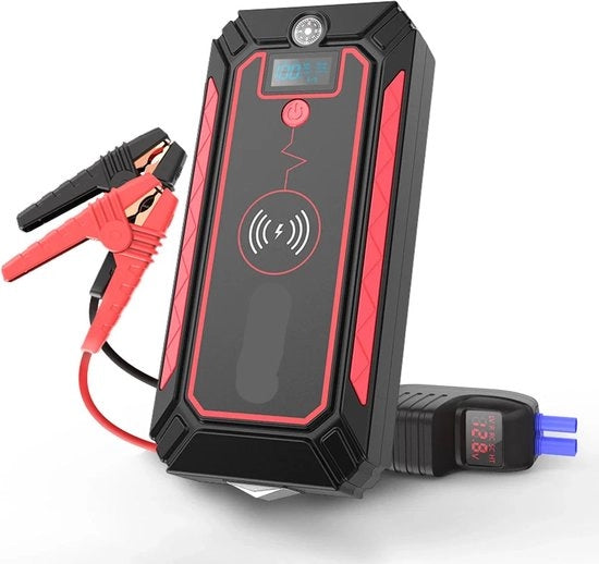 Pacchetto di Avviamento per Auto - 10W - 2500A - Apparecchio di Avviamento per Auto - Pacchetto di Avviamento con Batteria Portatile, Illuminazione di Emergenza SOS, Ricarica Senza Fili & Altoparlante di Sicurezza - Nero
