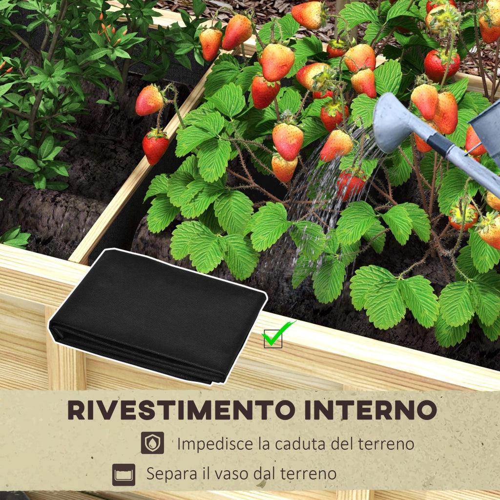 Fioriera Rialzata 115x46x75 cm con Ripiano Inferiore Divisorio Fori di Drenaggio in Legno