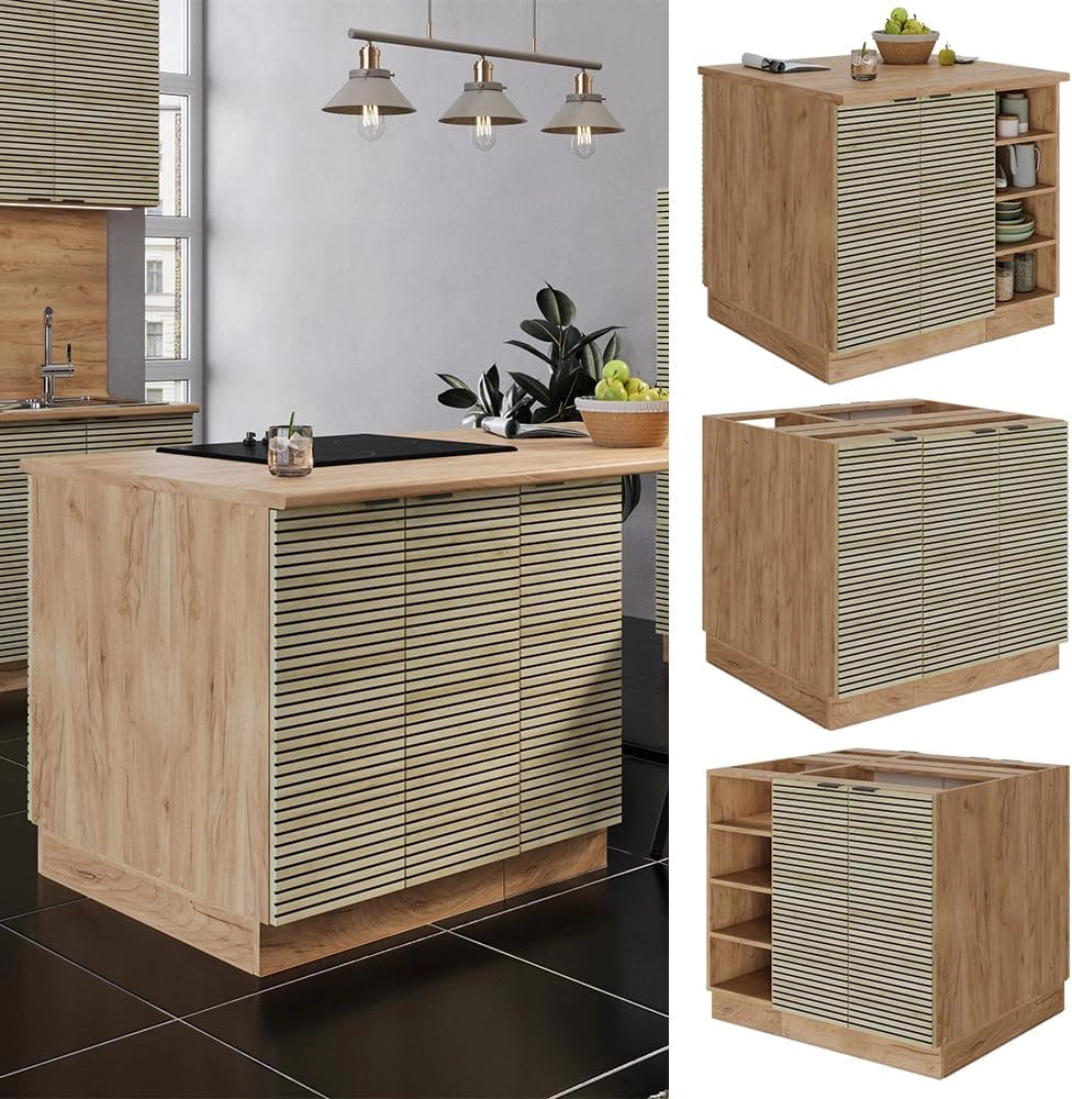 Isola cucina Fame-Line, Pannello in quercia, 90 cm senza piano di lavoro