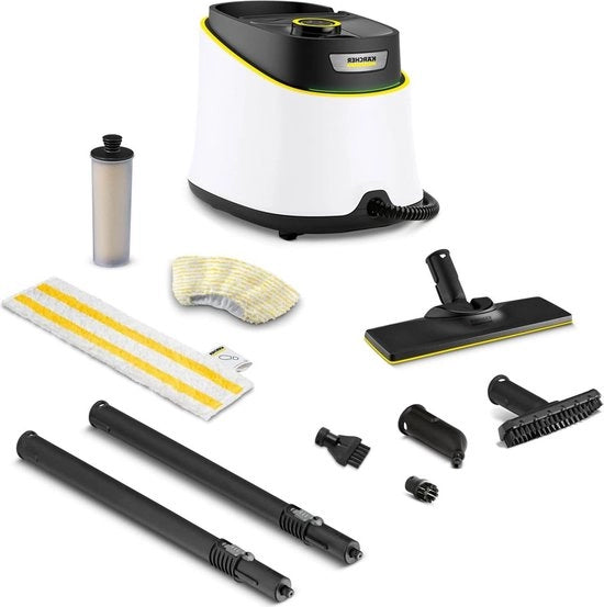 Aspiratore a vapore SC 3 Deluxe - pulizia potente con vapore Aspiratore a vapore

Specifiche tecniche:
 - Potenza: 1800 W
 - Capacità acqua: 1,5 l
 - Tempo di riscaldamento: 1 minuto
 - Funzione silenziosa: Sì
 - Funzione di pulizia del condotto: Sì
