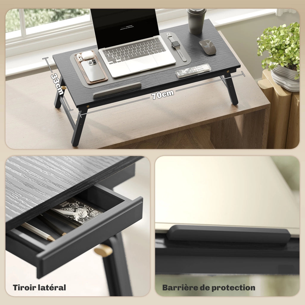 Tavolo da letto regolabile in bamb¨´ ¨C zephmum ¨C 83,5x33x34cm nero