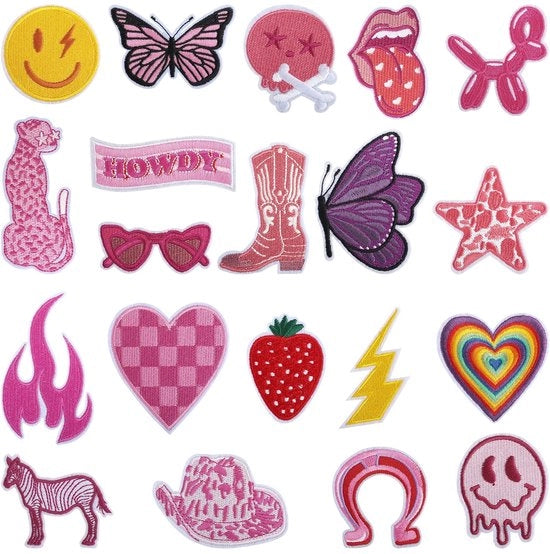 20 Punti Opstrijkbare Patches Rosse - Applicazioni a Maglia con Motivi a Punti
