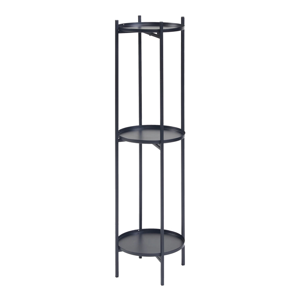 Portavasi Tuusula con 3 Sottovasi Portapiante in Metallo Nero 94 x 25 cm [en.casa]