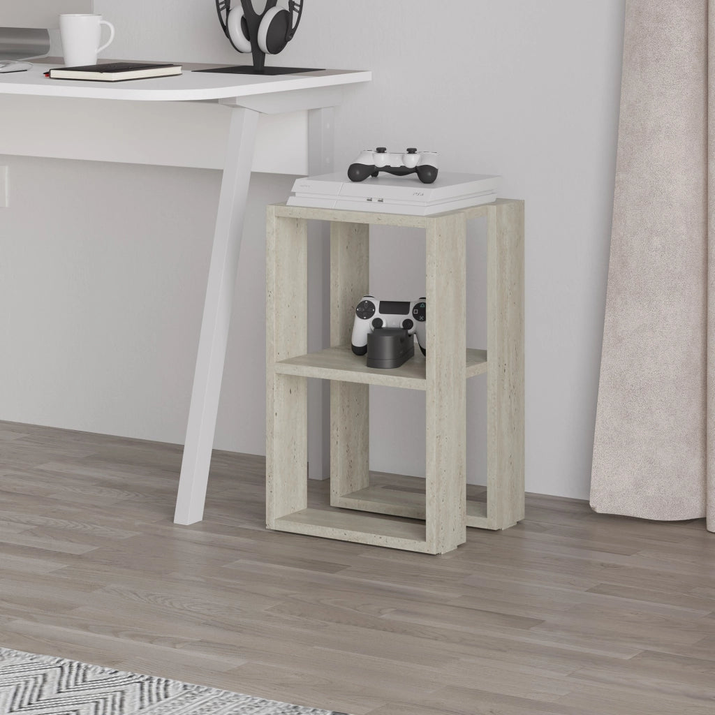 Comodino in legno "Lonie" 30 x 30 x 55 cm - Travertino