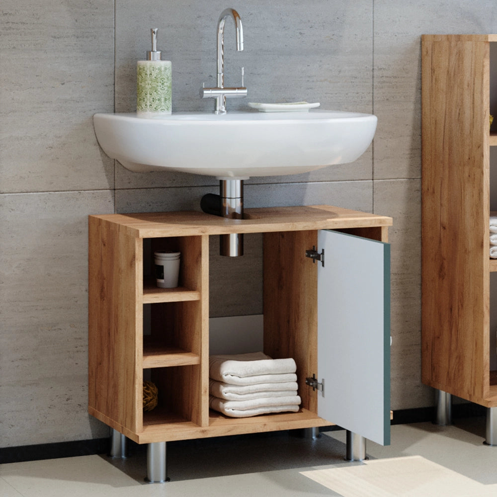 Vicco Mobile sottolavabo per bagno Quercia verde/oro 60 x 54 cm
