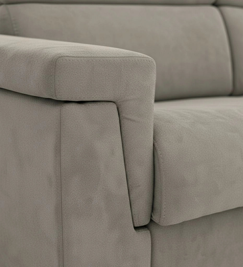 Flaibano, Divano Fisso 2 Posti Sfoderabile Made in Italy, 205x95x100h cm Grigio Tortora