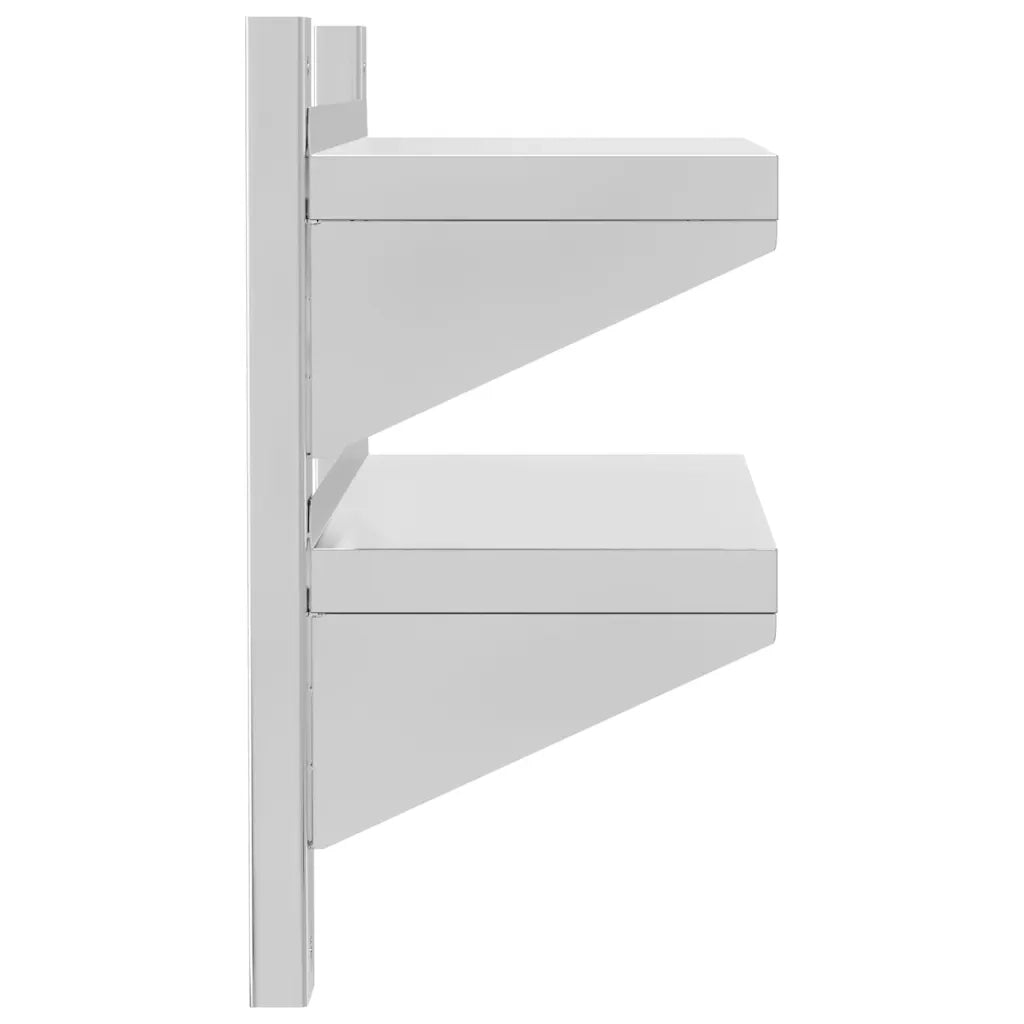Mensola a Muro 2 Ripiani 50x23,5x48cm Argento in Acciaio Inox 30317