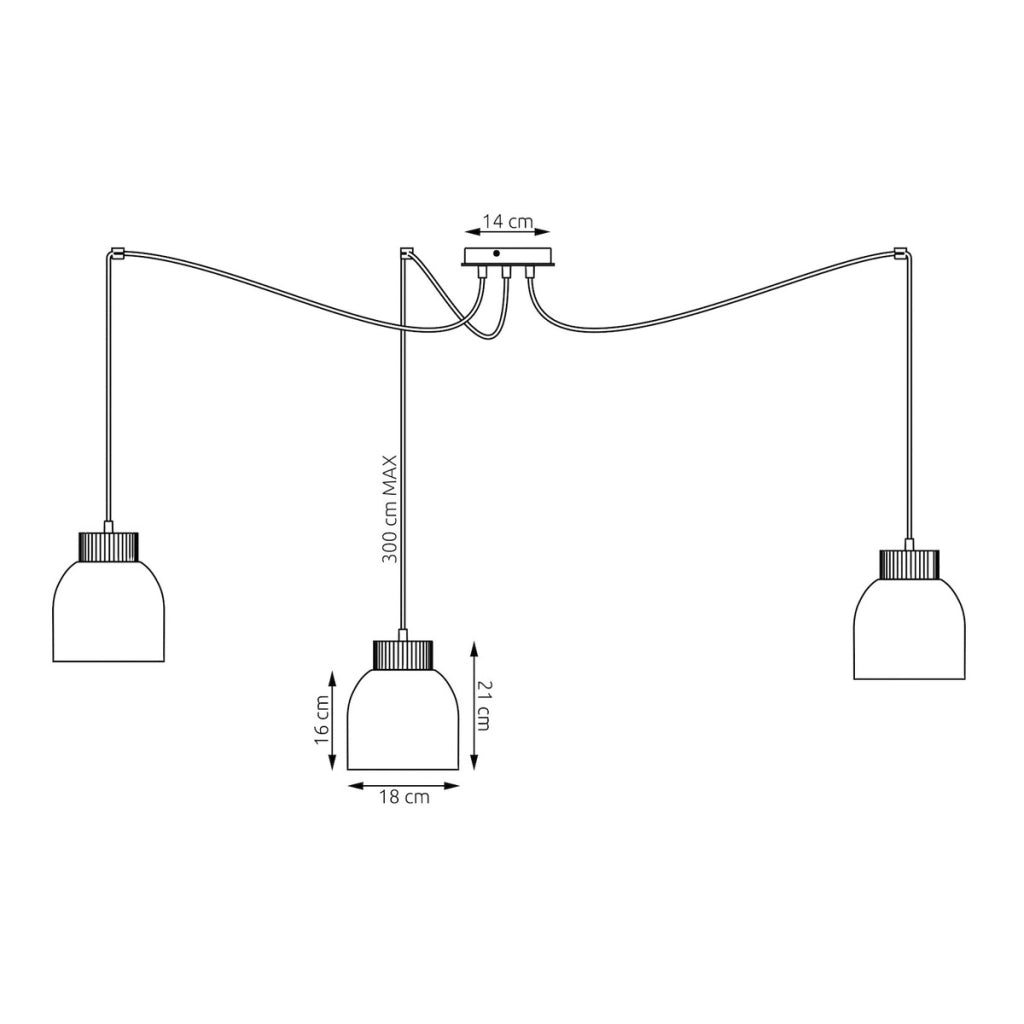 Lampada a sospensione KRU a tre luci in metallo bianco e legno