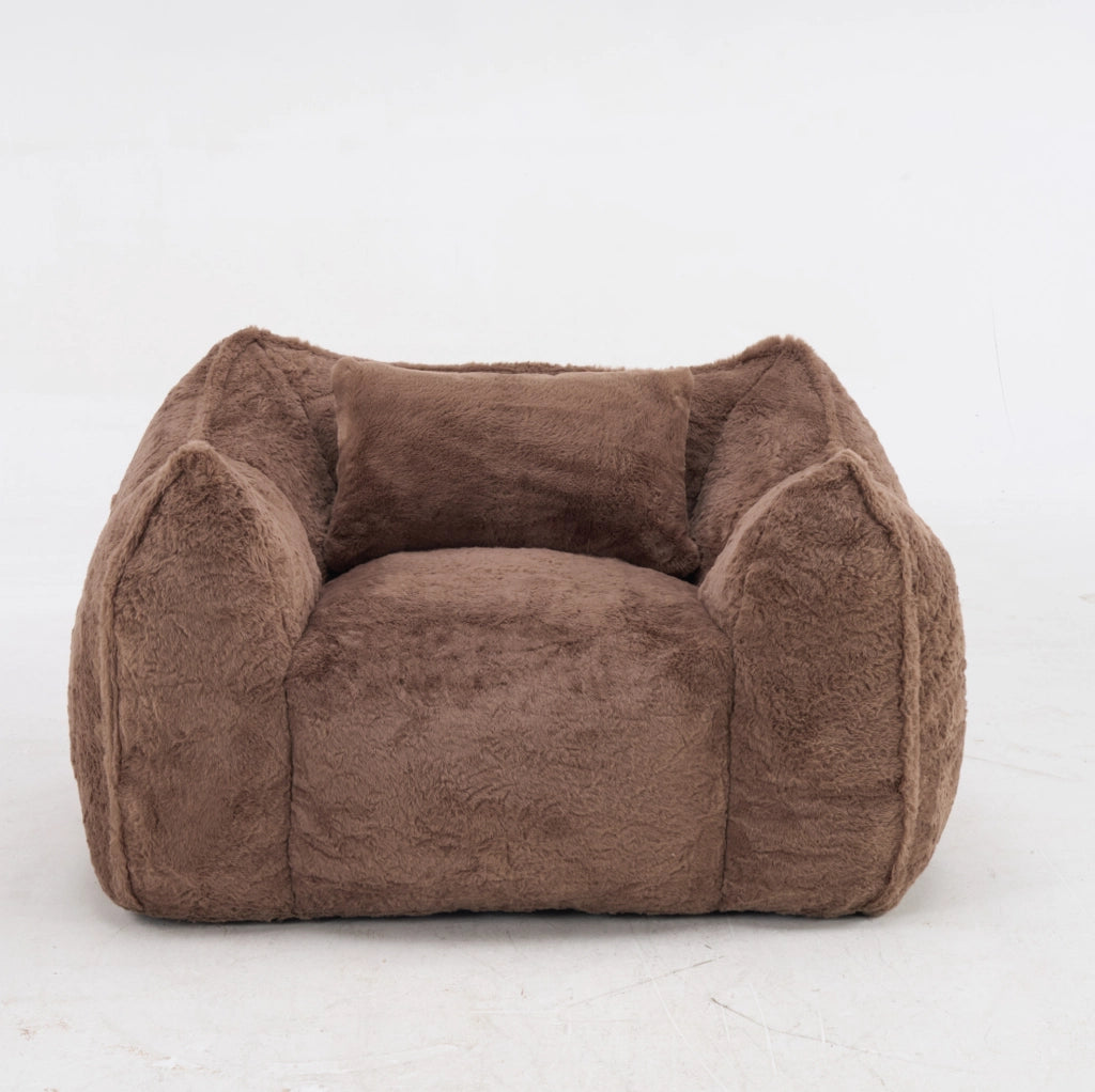 Poltrona con poggiapiedi ergonomica in tessuto tecnico marrone