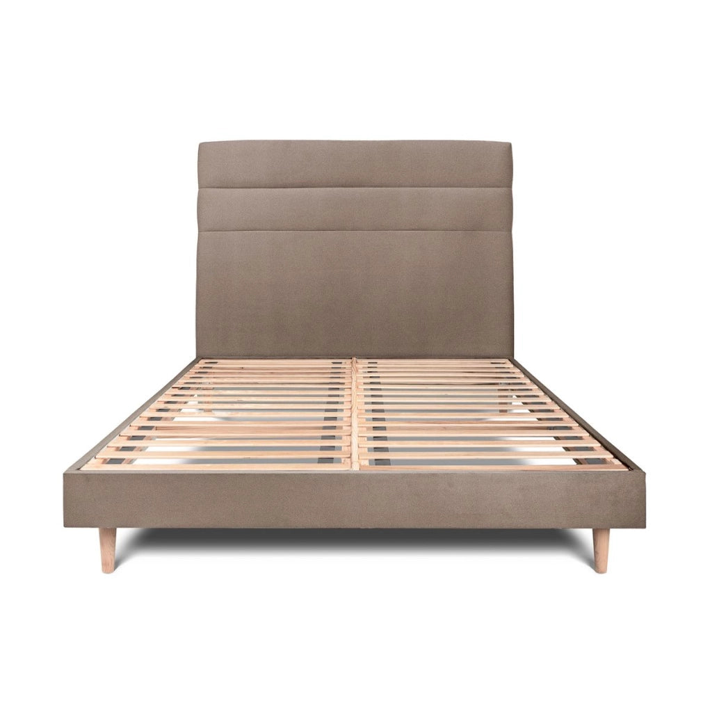 Letto 200x200 cm con testiera in linea - Tessuto velluto
