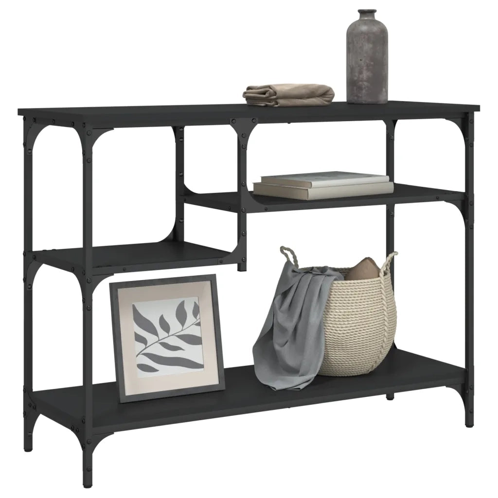 Tavolino Consolle con Ripiani-Tavolino da soggiorno Nero 100x35x75 cm 137763