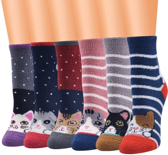 10 paia di calze antiscivolo in fleece per donne: calze in fleece per inverno, calze calde a corallo, calze divertenti per cani