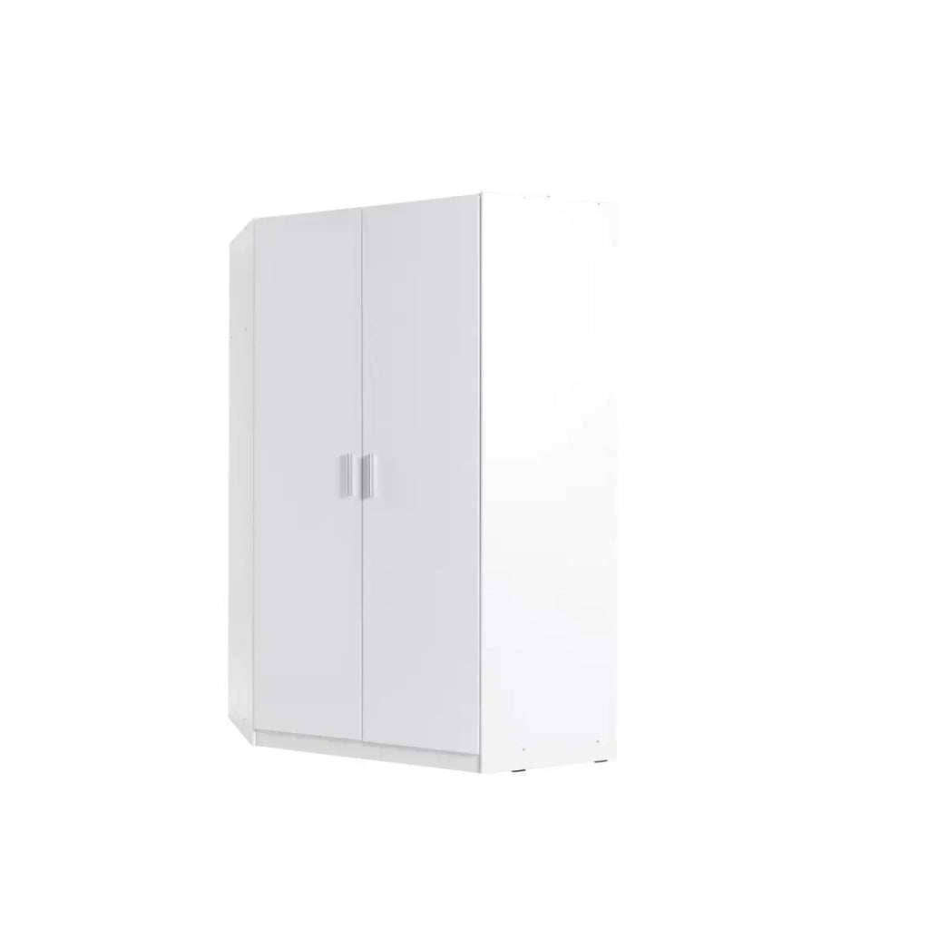 Armadio ad angolo 2 porte FLEX – Bianco lucido – Design moderno salvaspazio