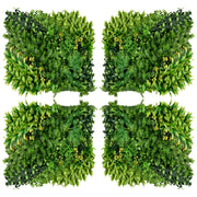 Parete vegetale artificiale, 12 pezzi, protezione UV, schermo per la privacy, 50x50 cm, design a foglie multiple per giardino, balcone, terrazzo