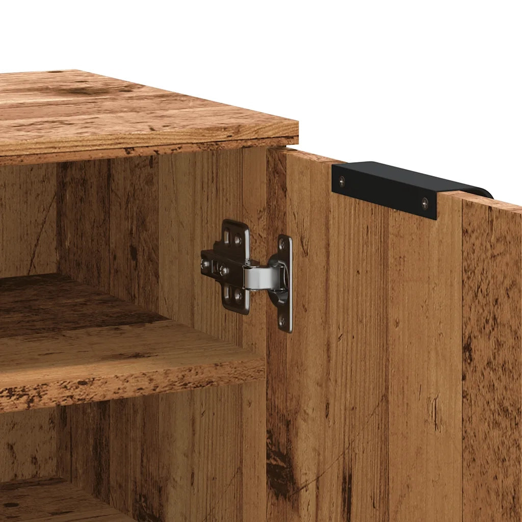 Scarpiera moderna con design contenitore 59 x 35 x 100 cm legno composito finitura effetto legno anticato 02_0050994