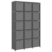 Mensola con 15 Scatole a Cubo Grigia 103x30x175,5 cm in Tessuto