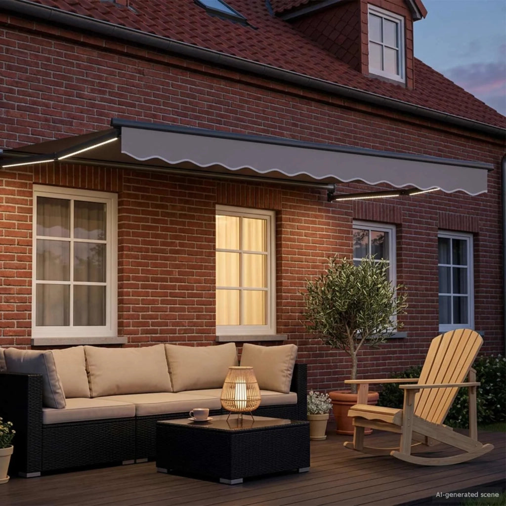 Tenda retrattile manuale con LED 3,5 x 2,5 m