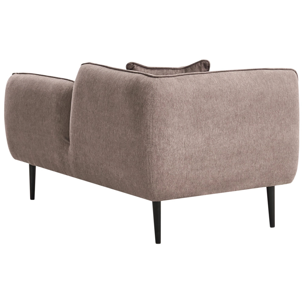 Chaise longue sinistra in poliestere bianco sporco con cuscino e gambe metallo stile moderno