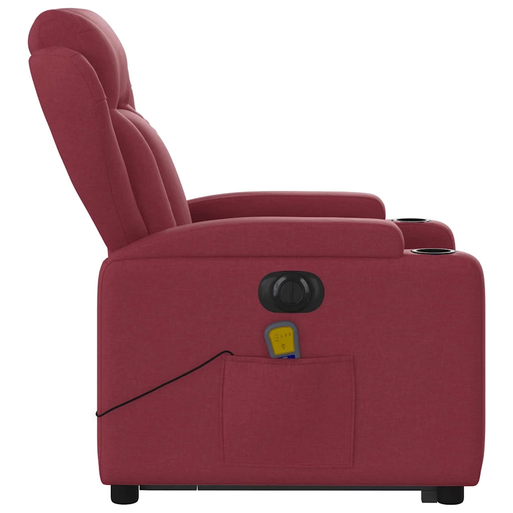 Poltrona Alzapersona Massaggiante Elettrica Rosso Vino Tessuto 3204521