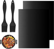 Materassini per BBQ in vetro di fibra di carbonio - Resistente al calore - Riciclabili - Grandi materassini per BBQ - Oven - Vetro di fibra di carbonio - Spazzole in silicone - Teflon - Dispositivi di fissaggio per forno