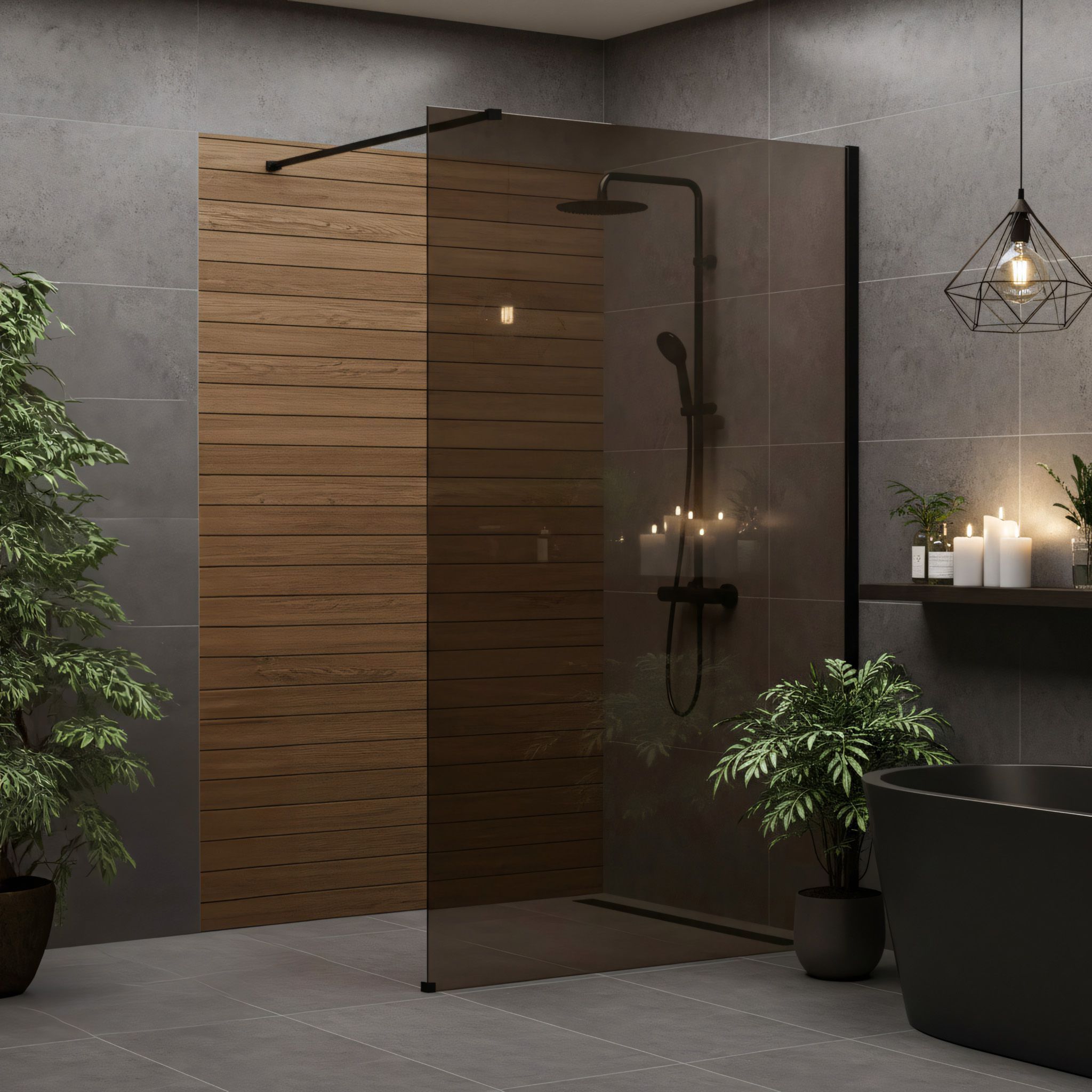 Parete Doccia Rea Flexi Brown / Black 100