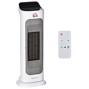 Easycomfort Stufetta Elettrica Oscillante con Telecomando, Temperatura Regolabile e Timer, Potenza 1000W/2000W, 17.6x13.7x50cm, Bianco