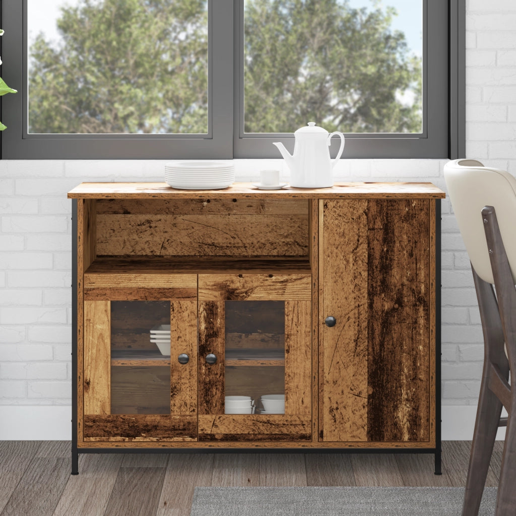 Credenza in Legno Invecchiato 100x35x75 cm Legno Ingegnerizzato