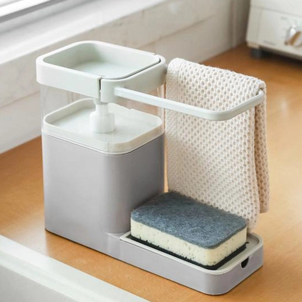Trade Shop - Dispenser Porta Sapone Liquido Dosatore Organizer Per Lavello Lavabo 21x12x25x9 -