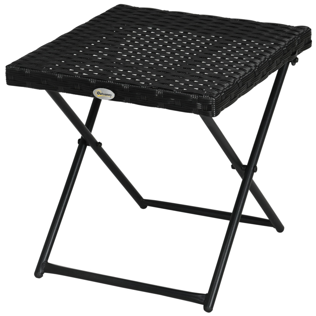 Tavolino da balcone in polyrattan, pieghevole ¨C zephmum ¨C Nero, 40x40x40 cm