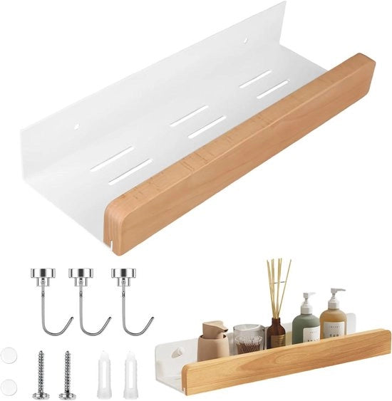 Pannello di doccia Premium 30 cm Bianco - Sostegno di doccia con gancio - Pannello per la doccia da attaccare al muro - Installazione a muro - Pannello di opuscolo per la cucina e la camera da letto