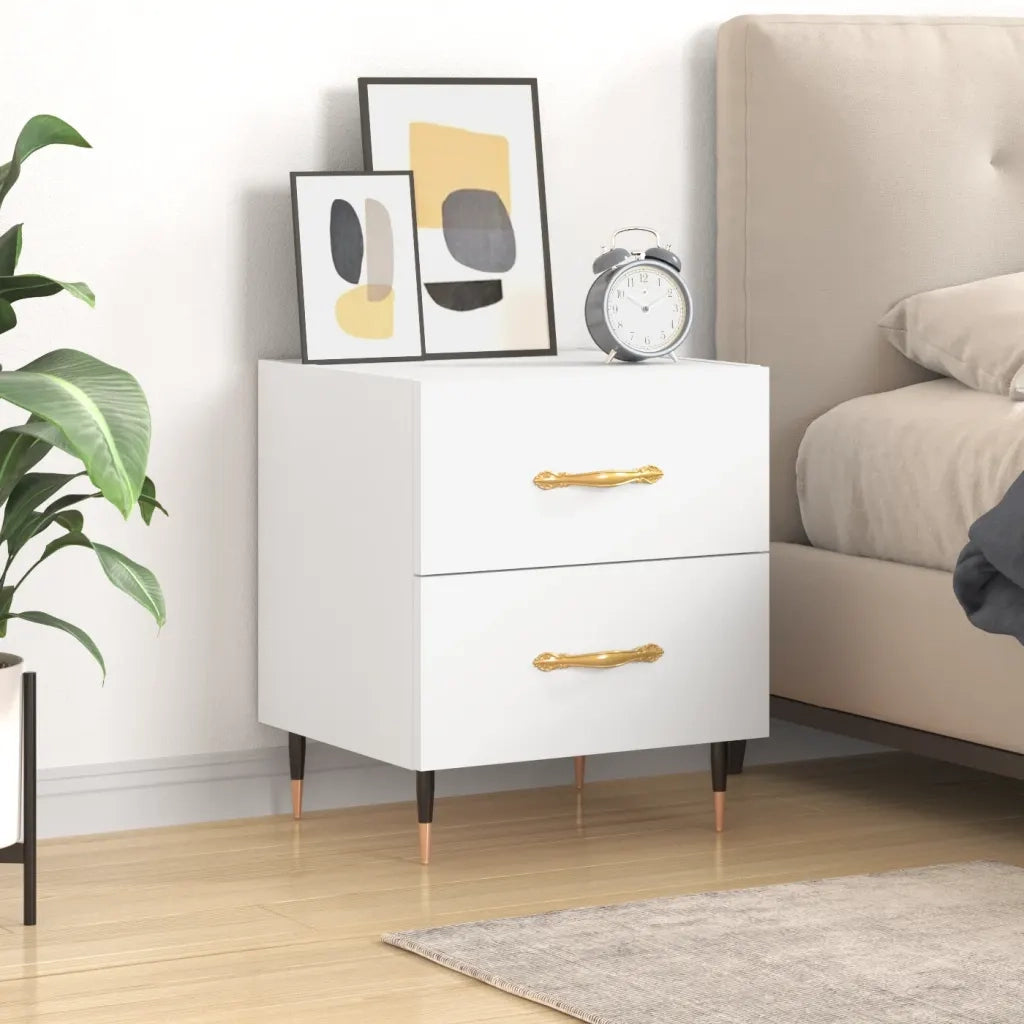 Comodino | Armadio da Notte | Mobiletto da notte Bianco 40x35x47,5 cm in Legno Multistrato