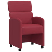 Sedie da Pranzo con Ruote 2 pz | Sedie da cucina Rosso vino 58 x 65 x 98 cm