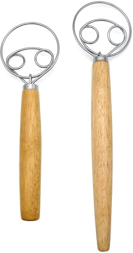 Impastatrice Manuale 33 cm - Impastatrice in Legno - Manico in Legno - Strumento per la Preparazione della Pasta - Impastazione Efficiente - Disegno a Due Occhi - Impastatrice per Pasta