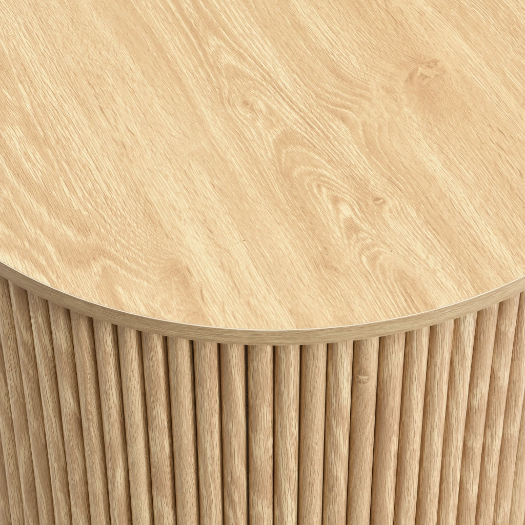 TAVOLINO da caffè Set da 2 pezzi rotondo 60x60x38,5 cm + 30x30x56 cm MDF Naturale