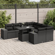 Set Divani da Giardino 9 pz con Cuscini Nero in Polyrattan 3326766