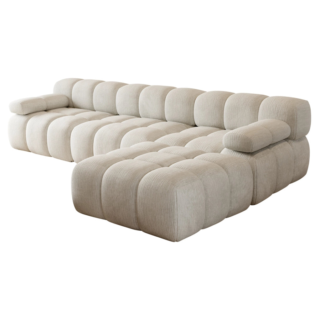 DIVANO ANGOLARE a L 300x200x68 cm Tessuto Bianco