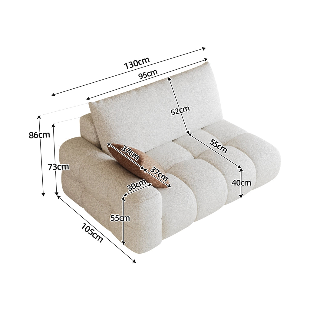 DIVANO 2 POSTI MODULARE 107 cm TESSUTO BIANCO CREMA