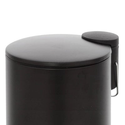 Pattumiera bagno in acciaio nero con pedale e coperchio slim 3 lt