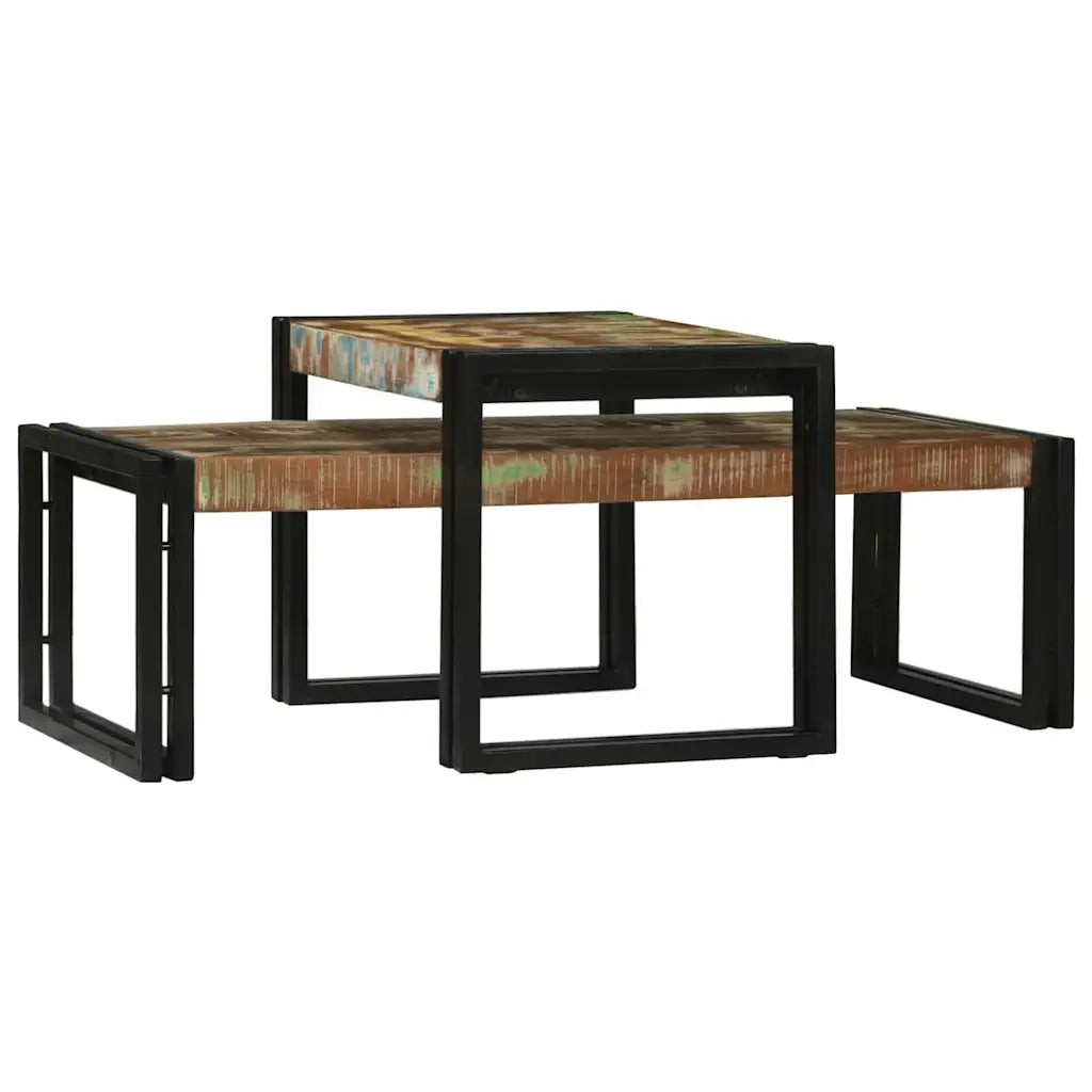 Tavolino da salotto 2 pcs Multicolore Legno Recuperato Massello 4104723