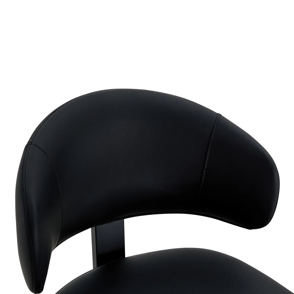 Set di 2 sedie da pranzo girevoli in PU nero con struttura in metallo