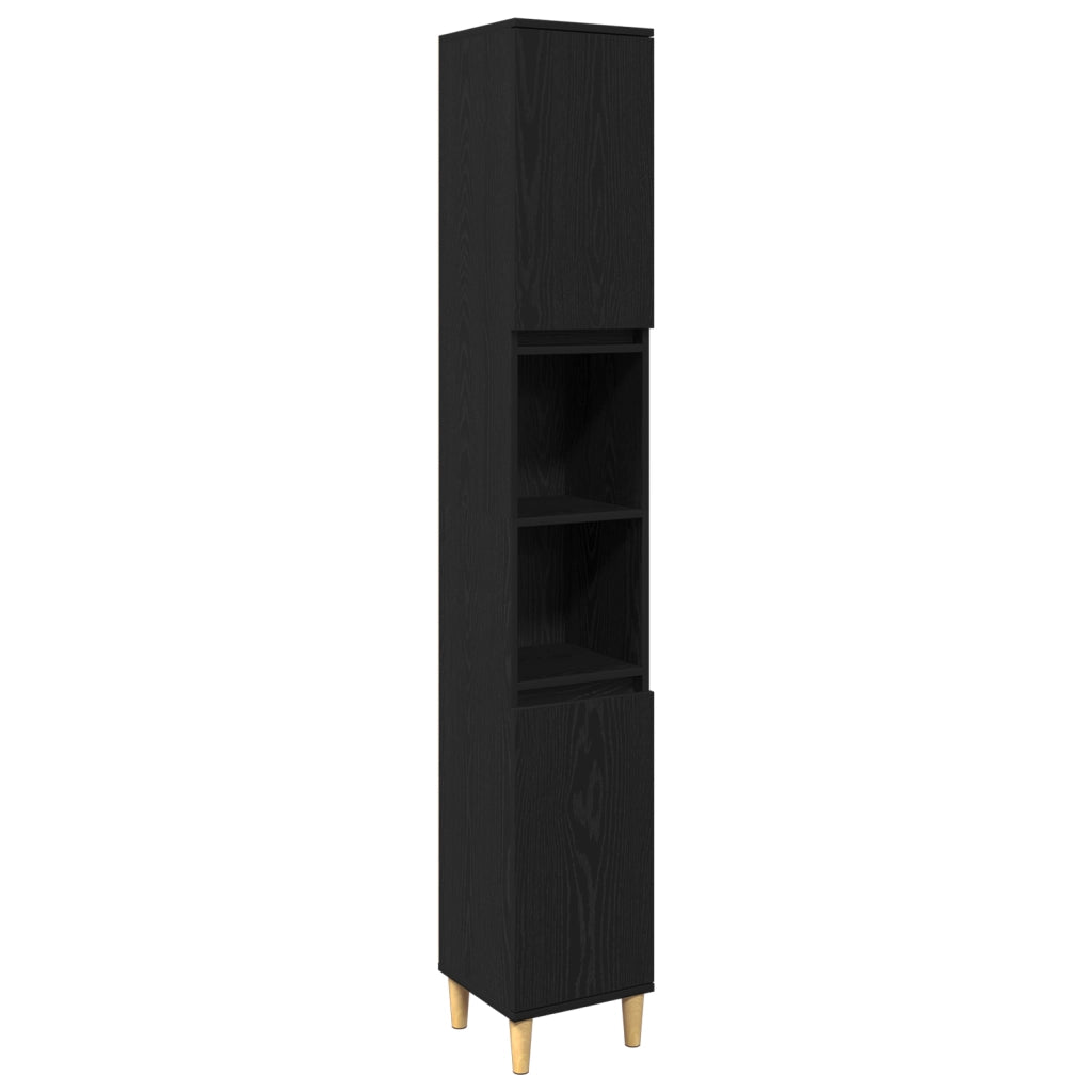 Set di Mobili da Bagno da 3 Pezzi  in Rovere Nero Legno Ingegnerizzato