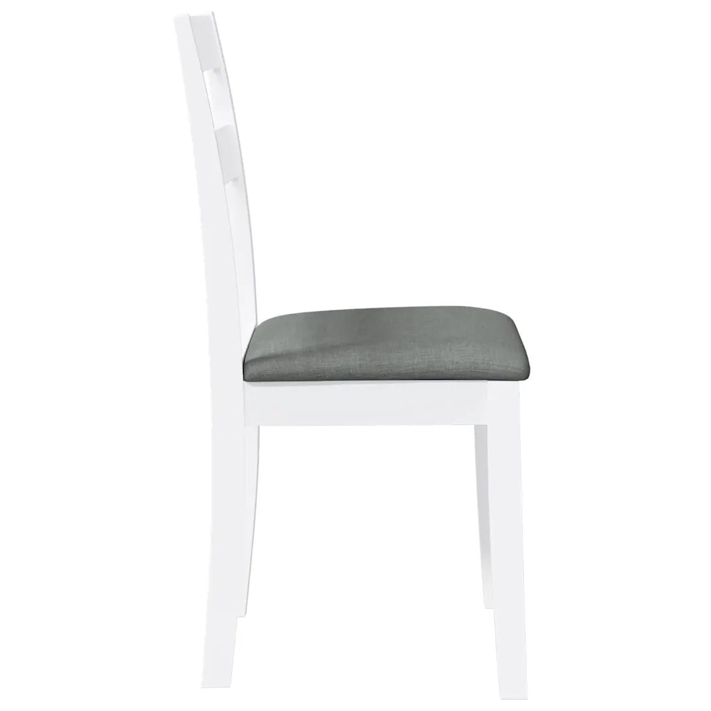 Sedie da Pranzo con Cuscini 2 pz Bianco Legno Massello di Hevea