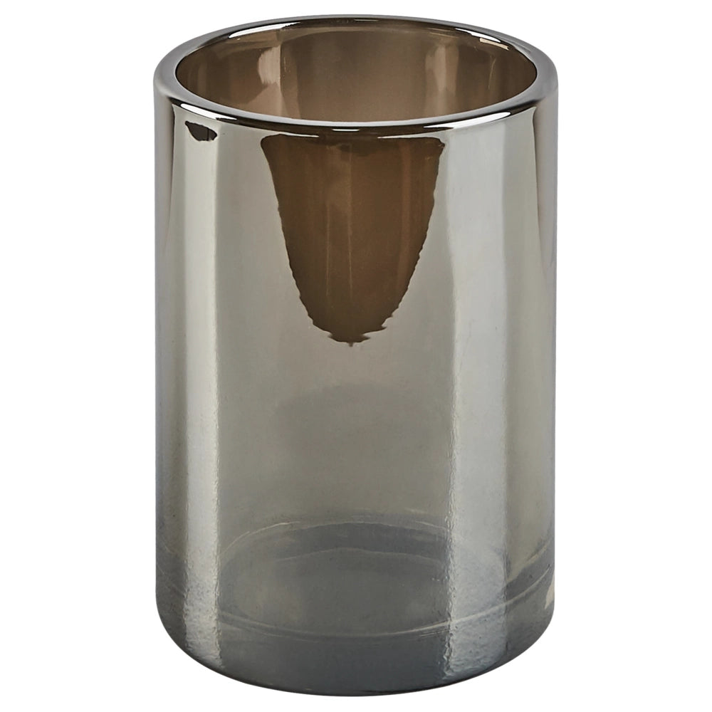 Set di accessori da bagno in 3 pezzi Dispenser di sapone in vetro grigio Glam Portasapone Portaspazzolino Tazza
